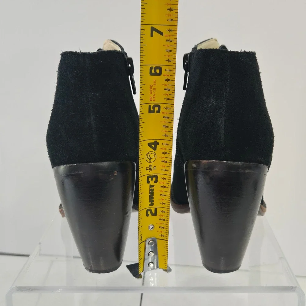 Soho Cobbler Women Black Suede Leather Ankle Boots Block Heel Side Zip Size 8